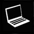 Black and white icon of a laptop computer